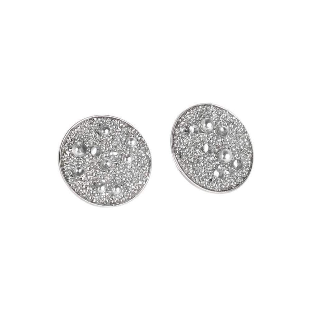 Boccadamo VIRGO Rhodium Plated Lobe Earrings With Swarovski Galuchat Surface
